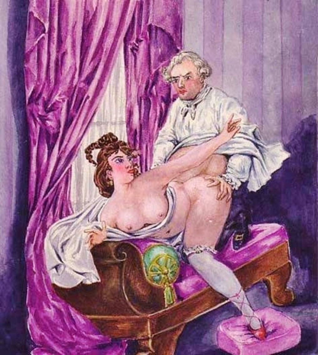 Retro Art girl and Living penis with Tail