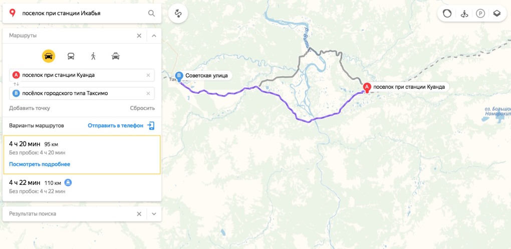 Станция Икабья на карте