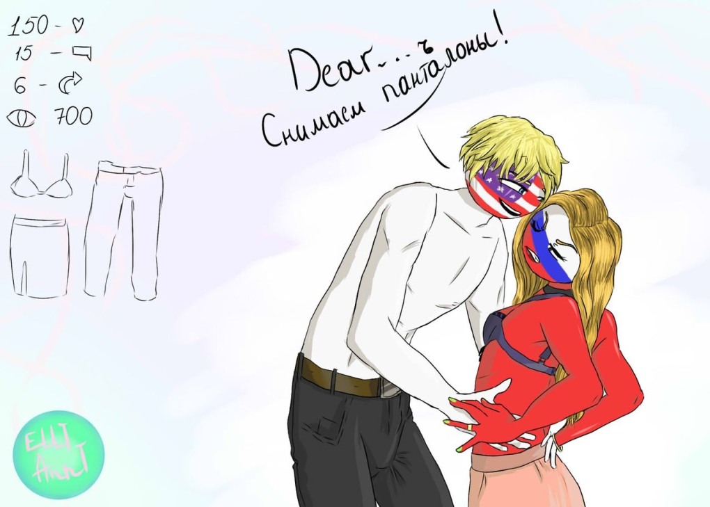Countryhumans Россия и США fem