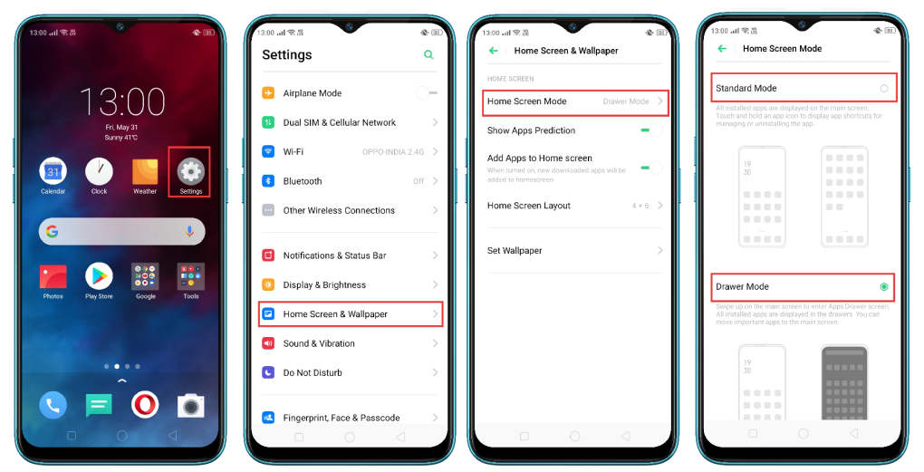 Панель вкладок на телефоне Realme