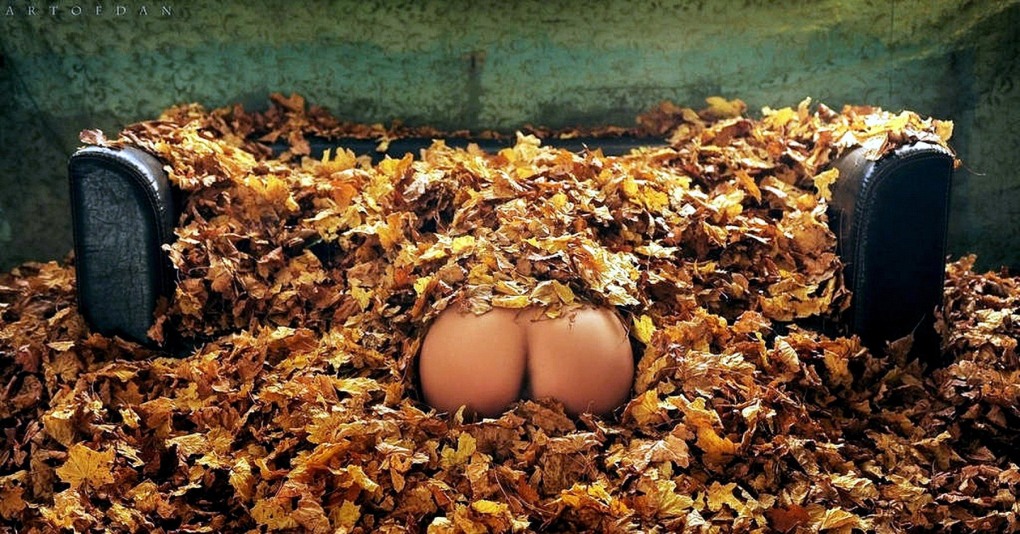 Голые женщины в осеннем лесу