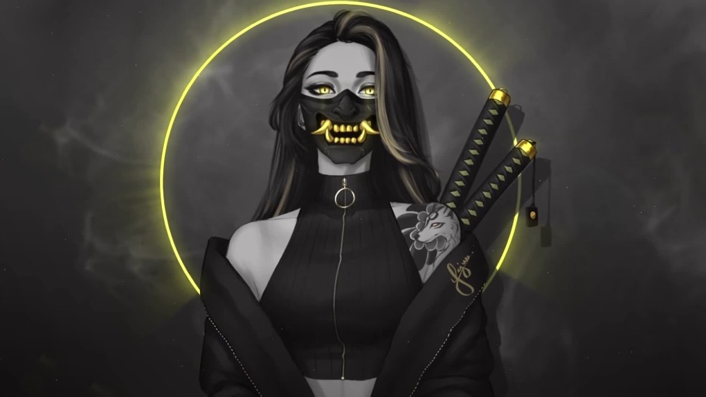 Девушка Самурай в маске