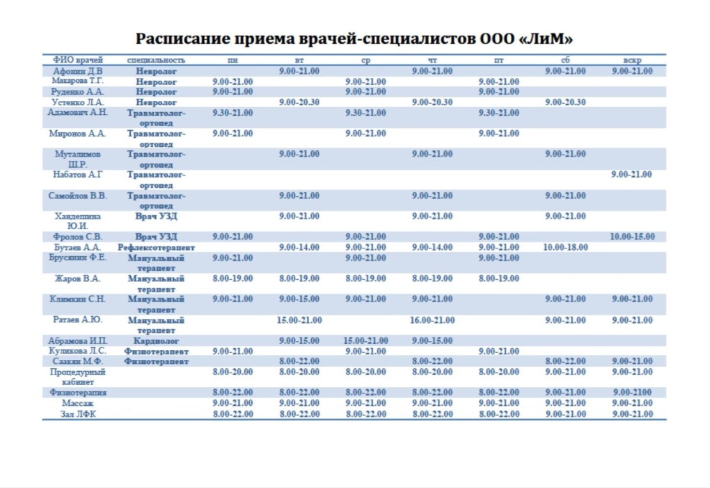 Иваново поликлиника 2 расписание врачей специалистов терапевты